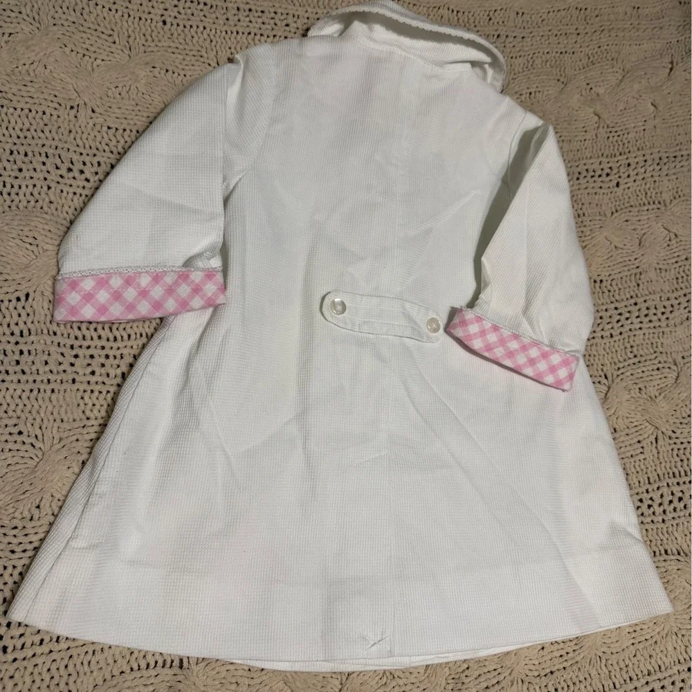 The Childrens Place Girls White Seersucker Trench Coat Pink Gingham 12M  NWT
